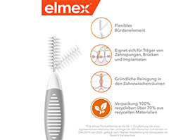 ELMEX Interdentalborstar ISO storlek 7 1,3 mm grå, 8 st