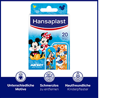 HANSAPLAST Gipsremsor för barn Mickey & Vänner, 20 st