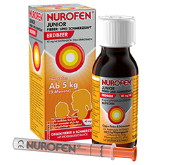 NUROFEN Junior Feber- och smärtstillande juice Jordgubbe 40 mg/ml, 100 ml