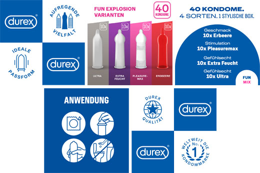 DUREX Fun Explosion Kondomer Blandning av 4 sorter, 40 st