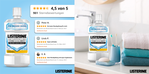 LISTERINE Avancerad vit Mundspülung, 600 ml