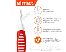 ELMEX Interdentalborstar ISO storlek 2 0,5 mm röd, 8 st
