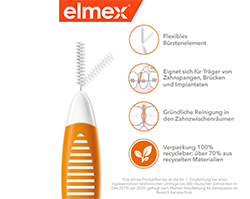 ELMEX Interdentalborstar ISO storlek 1 0,45 mm orange, 8 st