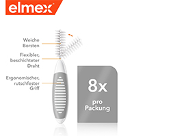 ELMEX Interdentalborstar ISO storlek 7 1,3 mm grå, 8 st