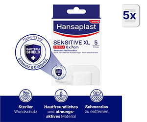 HANSAPLAST Sensitive sårförband sterilt 6x7 cm, 5 st