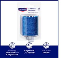 HANSAPLAST Fixeringsbandage självhäftande.6 cmx4 m blå, 1 st