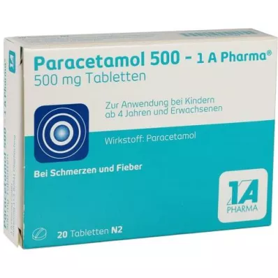 PARACETAMOL 500-1A Läkemedelstabletter, 20 st