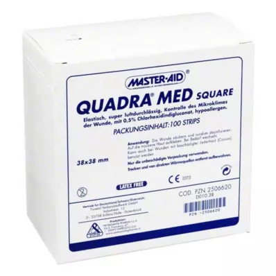 QUADRA MED fyrkantiga 38x38 mm remsor Master Aid, 100 st