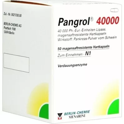 PANGROL 40.000 hårda kepsar med enteric-coated pell, 50 st