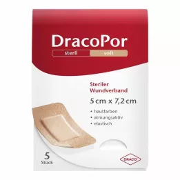 DRACOPOR Sårförband 5x7,2 cm sterilt hudfärgat, 5 st