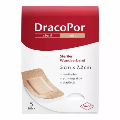 DRACOPOR Sårförband 5x7,2 cm sterilt hudfärgat, 5 st DRACOPOR Sårförband 5x7,2 cm sterilt hudfärgat, 5 st
