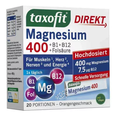 TAXOFIT Magnesium 400+B1+B6+B12+Folsyra 800 Gran, 20 st