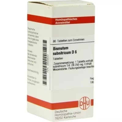 BISMUTUM SUBNITRICUM D 6 tabletter, 80 pc