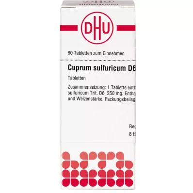 CUPRUM SULFURICUM D 6 tabletter, 80 pc