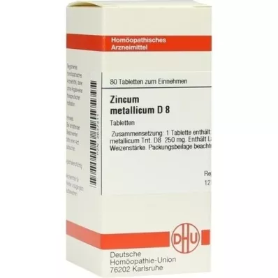 ZINCUM METALLICUM D 8 tabletter, 80 pc