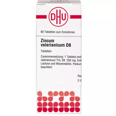 ZINCUM VALERIANICUM D 8 tabletter, 80 pc