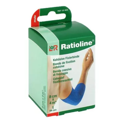 RATIOLINE akut fixeringsbandage kohesivt 8 cmx4 m blå, 1 st