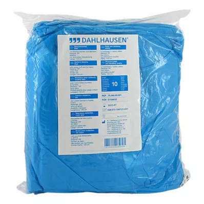 BESUCHERKITTEL med stickad mudd att binda 120x144 cm blå, 10 st