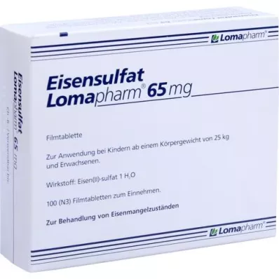 EISENSULFAT Lomapharm 65 mg överdragen tablett, 100 st