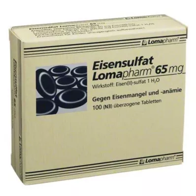EISENSULFAT Lomapharm 65 mg överdragen tablett, 100 st EISENSULFAT Lomapharm 65 mg överdragen tablett, 100 st