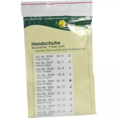 HANDSCHUHE Bomull storlek 10, 2 st