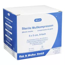 MULLKOMPRESSEN 5x5 cm steril 8x, 25X2 St