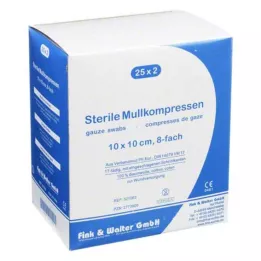 MULLKOMPRESSEN 10x10 cm sterila 8x, 25X2 st
