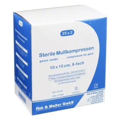 MULLKOMPRESSEN 10x10 cm sterila 8x, 25X2 st MULLKOMPRESSEN 10x10 cm sterila 8x, 25X2 st
