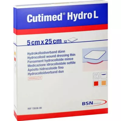 CUTIMED Hydro L Hydrokolloidförband tunt 5x25 cm, 12 st