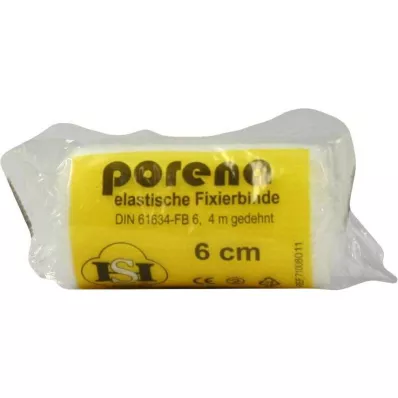PORENA Elastiskt gasbinda 6 cm vit med cellplast, 1 st