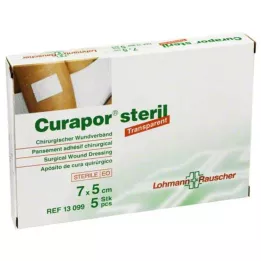 CURAPOR Sårförband sterilt transparent 5x7 cm, 5 st