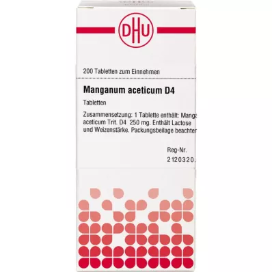 MANGANUM ACETICUM D 4 tabletter, 200 pc