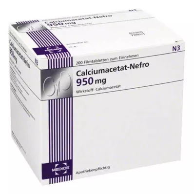 CALCIUMACETAT NEFRO 950 mg filmdragerade tabletter, 200 st