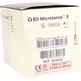 BD MICROLANCE Kanyl 18 G 1 1/2 40 mm trans., 100 st