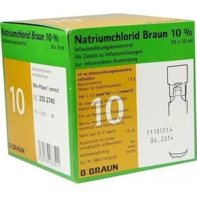 NATRIUMCHLORID 10% brun MPC Infusionslösning, 20X10 ml