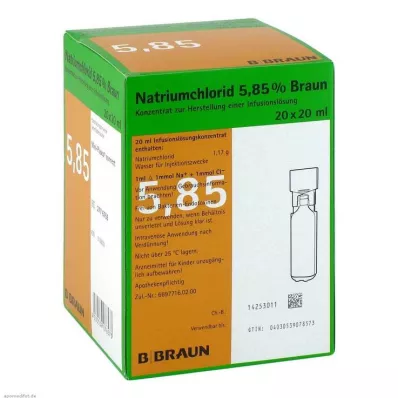 NATRIUMCHLORID 5,85% brun MPC Infusionslösning, 20X20 ml