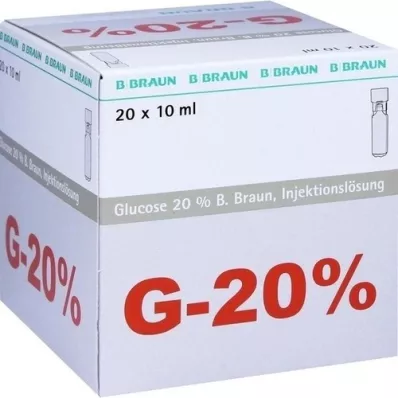 GLUCOSE 20% B.Braun Mini Plasco connect Inj. lösning, 20X10 ml