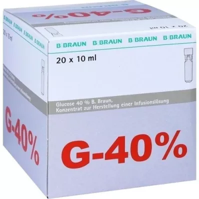 GLUCOSE 40% B.Braun Mini Plasco anslut Inf.-L.-K., 20X10 ml