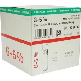 GLUCOSE 5% B.Braun Mini Plasco connect Inj. lösning, 20X10 ml