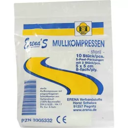 ERENA Gasvävskompress, 5x5 cm, steril, 8x5, 5X2 st