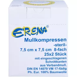 ERENA Gasvävskompress 7,5x7,5 cm steril 8x, 25X2 st