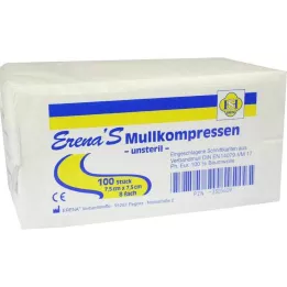 ERENA Gasvävskompress 7,5x7,5 cm osteril 8x, 100 st