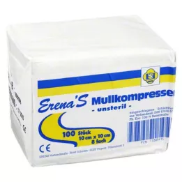 ERENA Gasvävskompress 10x10 cm icke-steril 8x, 100 st