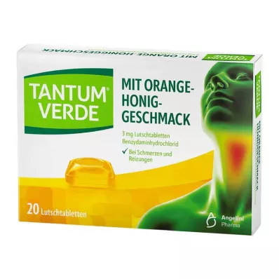 TANTUM VERDE 3 mg sugtablett med smak av apelsin och honung, 20 st TANTUM VERDE 3 mg sugtablett med smak av apelsin och honung, 20 st