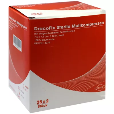 DRACOFIX PEEL Kompresser 7,5x7,5 cm sterila 8x, 25X2 st