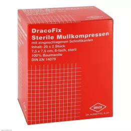 DRACOFIX PEEL Kompresser 7,5x7,5 cm sterila 8x, 25X2 st