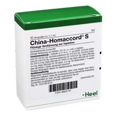 China Homaccord S ampuller, 10 st China Homaccord S ampuller, 10 st