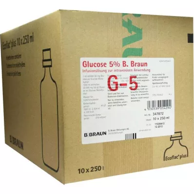 Glukos 5 % B.Braun Ecoflac P, 10X250 ml