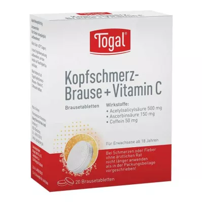 TOGAL Huvudvärk brustabletter + Vit.C brustabletter, 20 st