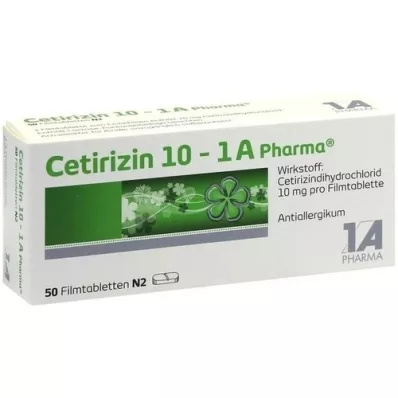 CETIRIZIN 10-1A Pharma filmdragerade tabletter, 50 st